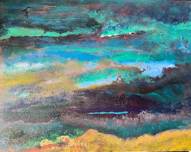 Green and Mustard color abstract